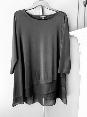 Alfani Black Layered Hem Tunic Top